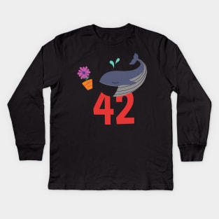 Hitchhiker Whale & Petunia, Inspired By Hitchhiker's Guide To The Galaxy Kids Long Sleeve T-Shirt